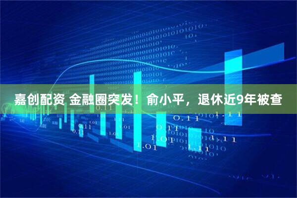 嘉创配资 金融圈突发！俞小平，退休近9年被查